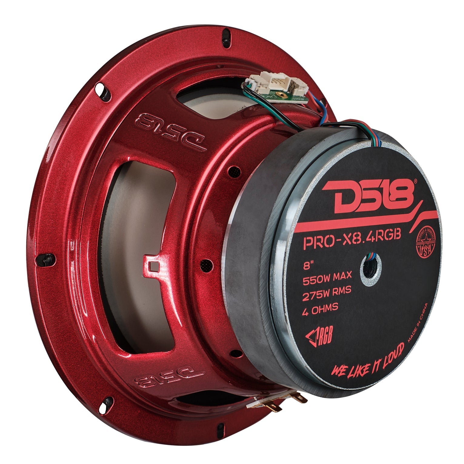 DS18 8" Mid-Range Loudspeaker with Dual RGB LED For Cone & Dust Cap 275 Watts 4-Ohm