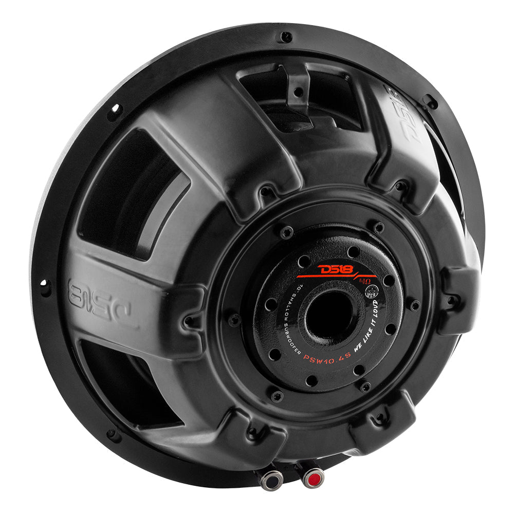 DS18 PS Shallow-Mount Water Resistant 10" Subwoofer | 500W RMS Single Voice Coil 4-Ohm
