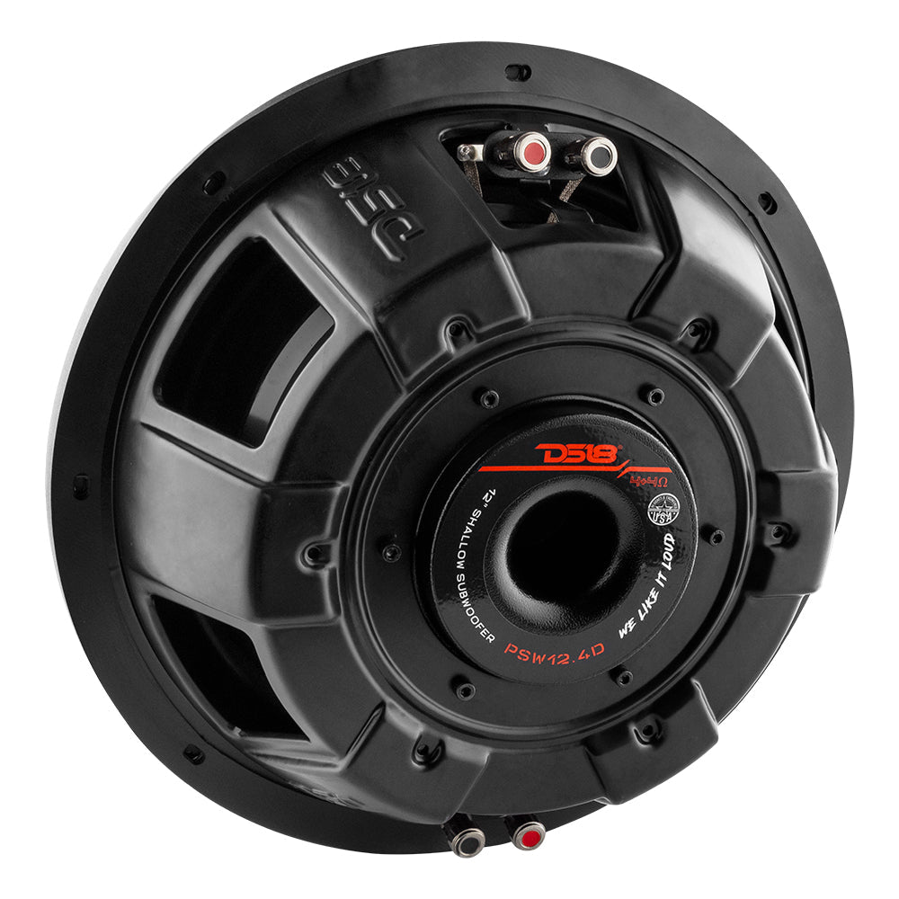DS18 PS Shallow-Mount Water Resistant 12" Subwoofer | 600W RMS DVC 4-Ohm