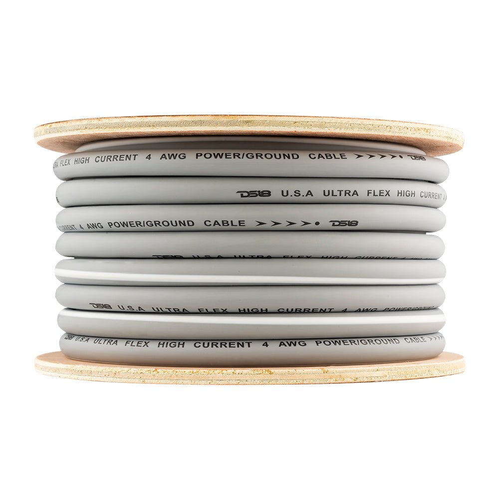 DS18 4-GA 100% OFC Ground, Power Cable, 50 Feet -Silver