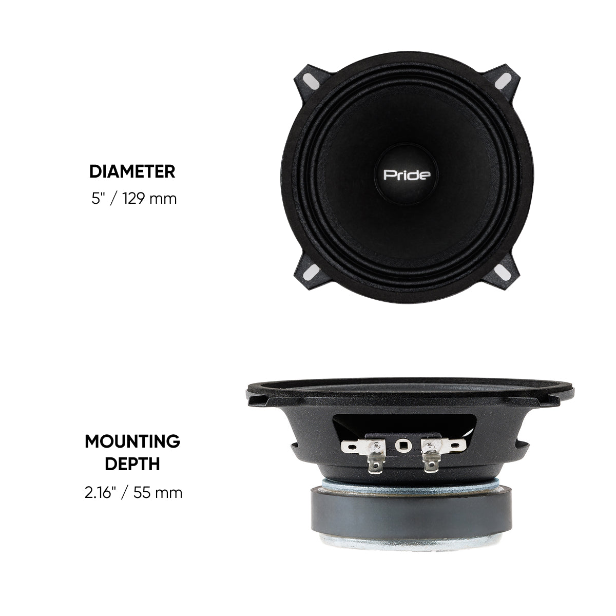 Pride Audio Onyx 5 v2 Pro Audio Midrange Speakers 80W RMS (Pair) — view 5