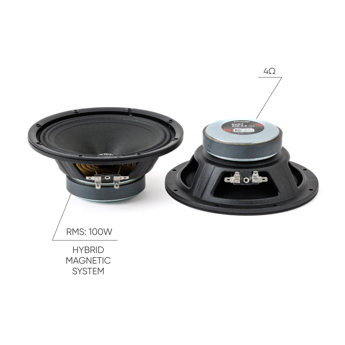 Pride Audio Ruby Air 6.5 v2 Pro Audio Midrange Speakers 100W RMS (Pair) — view 2