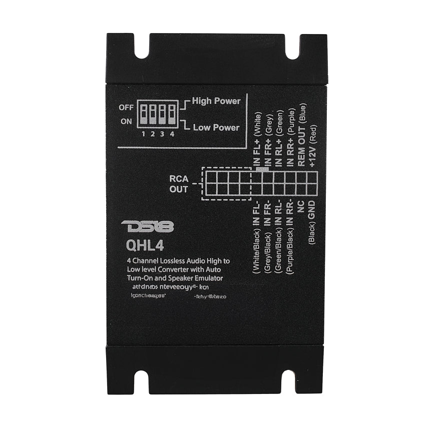 DS18 4-Channel Lossless Audio Line Output Converter with Auto Turn-On And Speaker Emulator