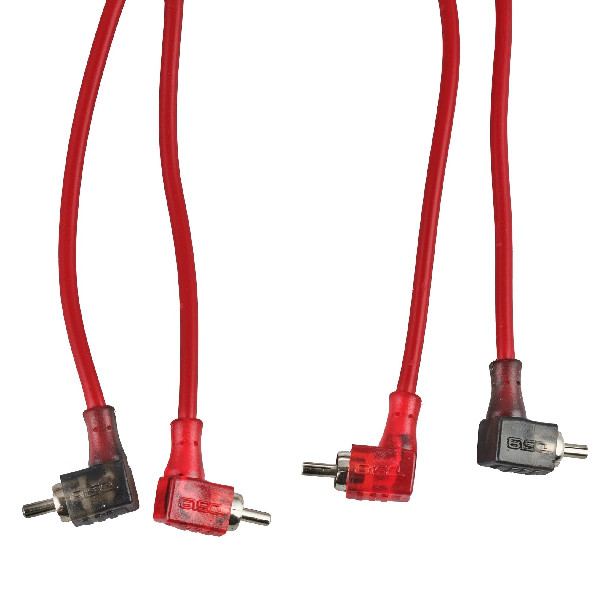 DS18 100% OFC Ultra Flex 2-Channel RCA with 90 Degree Ends, Dual Twist Wire, Red Braided Jacket - 20 ft