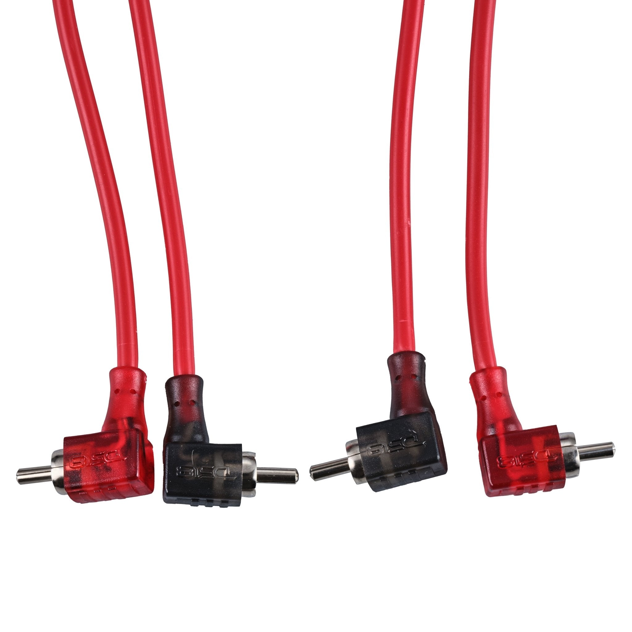 DS18 100% OFC Ultra Flex 2-Channel RCA with 90 Degree Ends, Dual Twist Wire, Red Braided Jacket - 6 ft