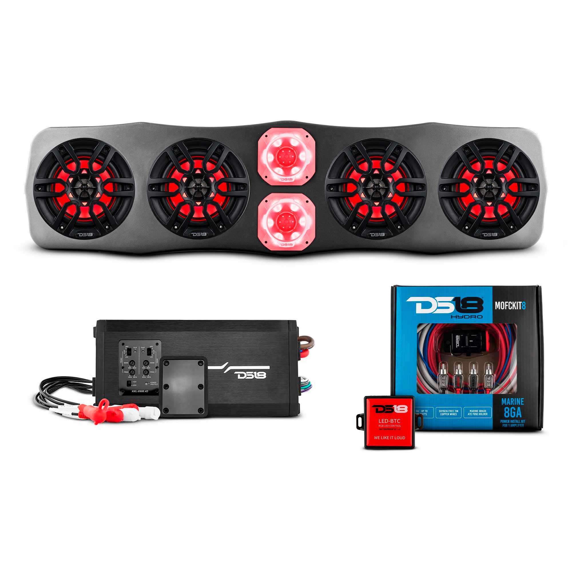 DS18 CAN-AM Soundbar With Amplifier and Installation Kit - Loaded with 4x 6.5" Marine Speakers & 2x 4" Super Bullet Tweeters