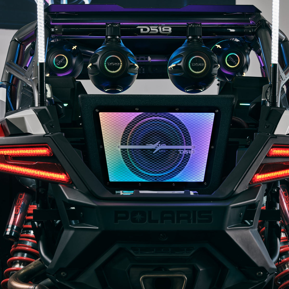 DS18 RZR-RCSUB10LD Polaris RZR PRO/XP 10" Bandpass Subwoofer Enclosure for Rear Cargo Box with Digital LED Lig — view 3 of 5