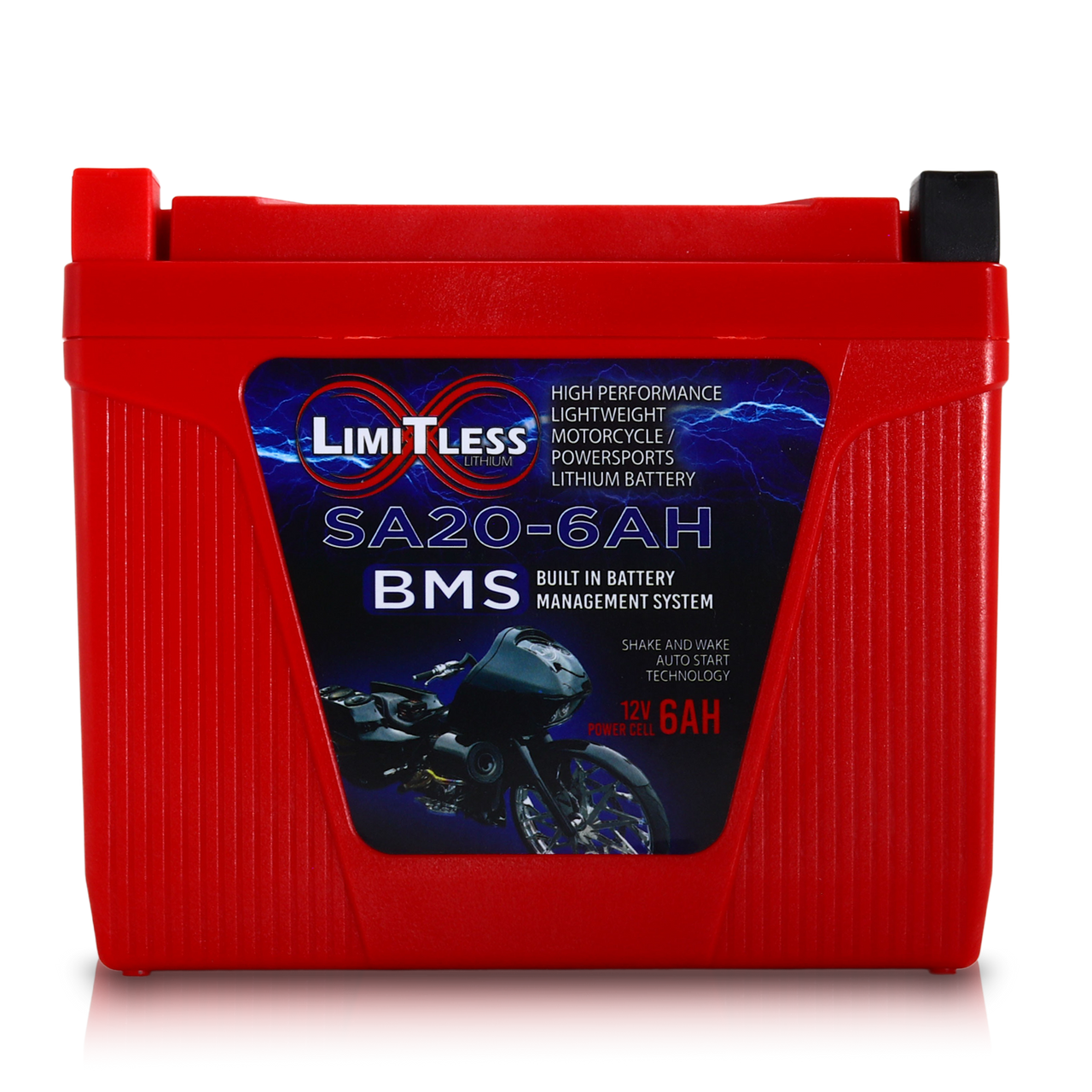 Limitless Lithium Shake Awake 6Ah 12V LiFePO4 Smart Motorcycle Battery (Case 20) + 3.5A Maintainer (3)