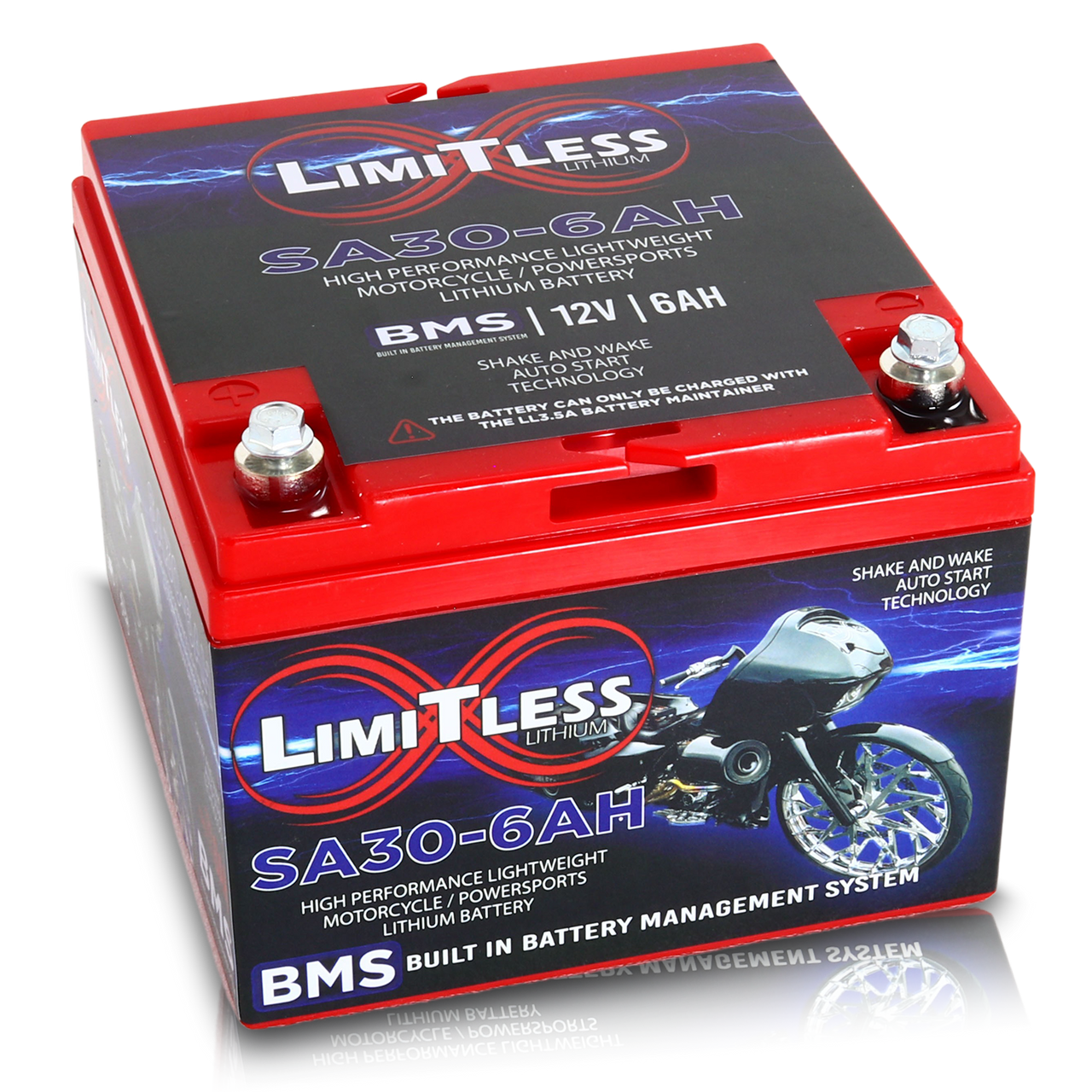 Limitless Lithium Shake Awake 6Ah 12V LiFePO4 Smart Motorcycle Battery (Case 30)