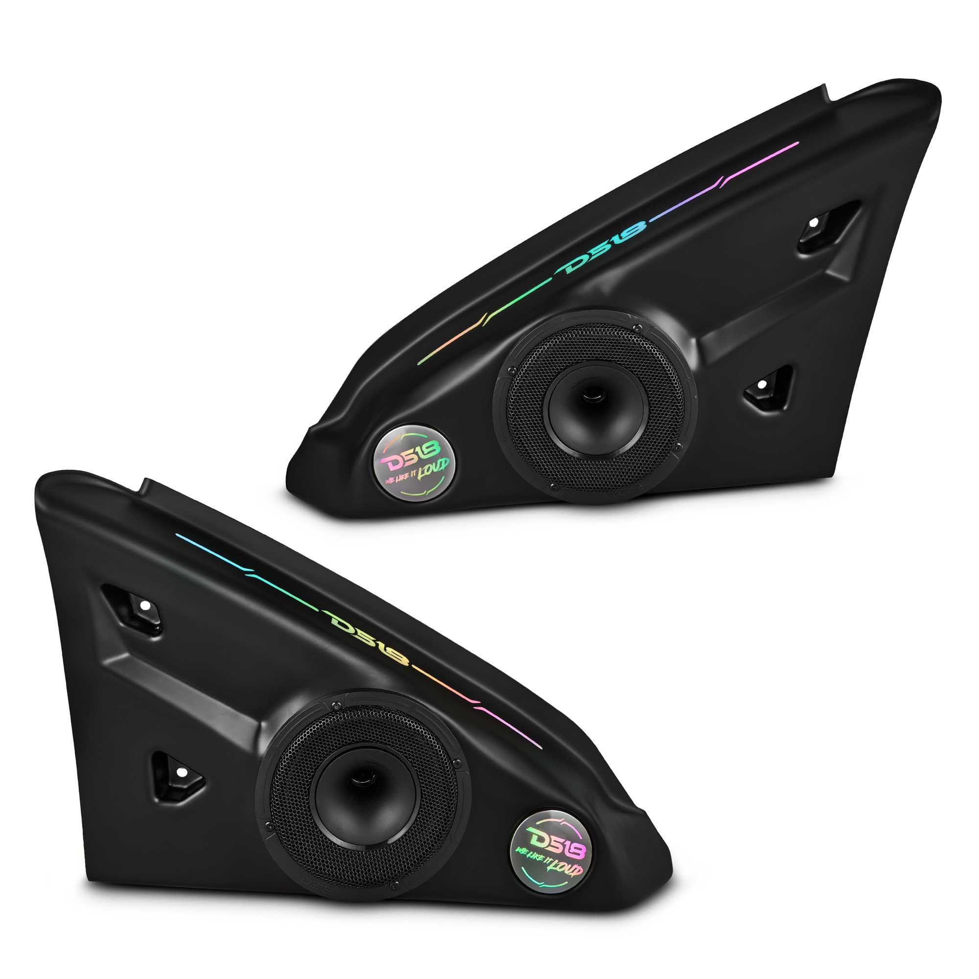DS18 SLG-AR6LDV2 Polaris Slingshot Inside Armrest Speaker Panels Loaded 2 x PRO-HY6.4MSL and Digital LED Light