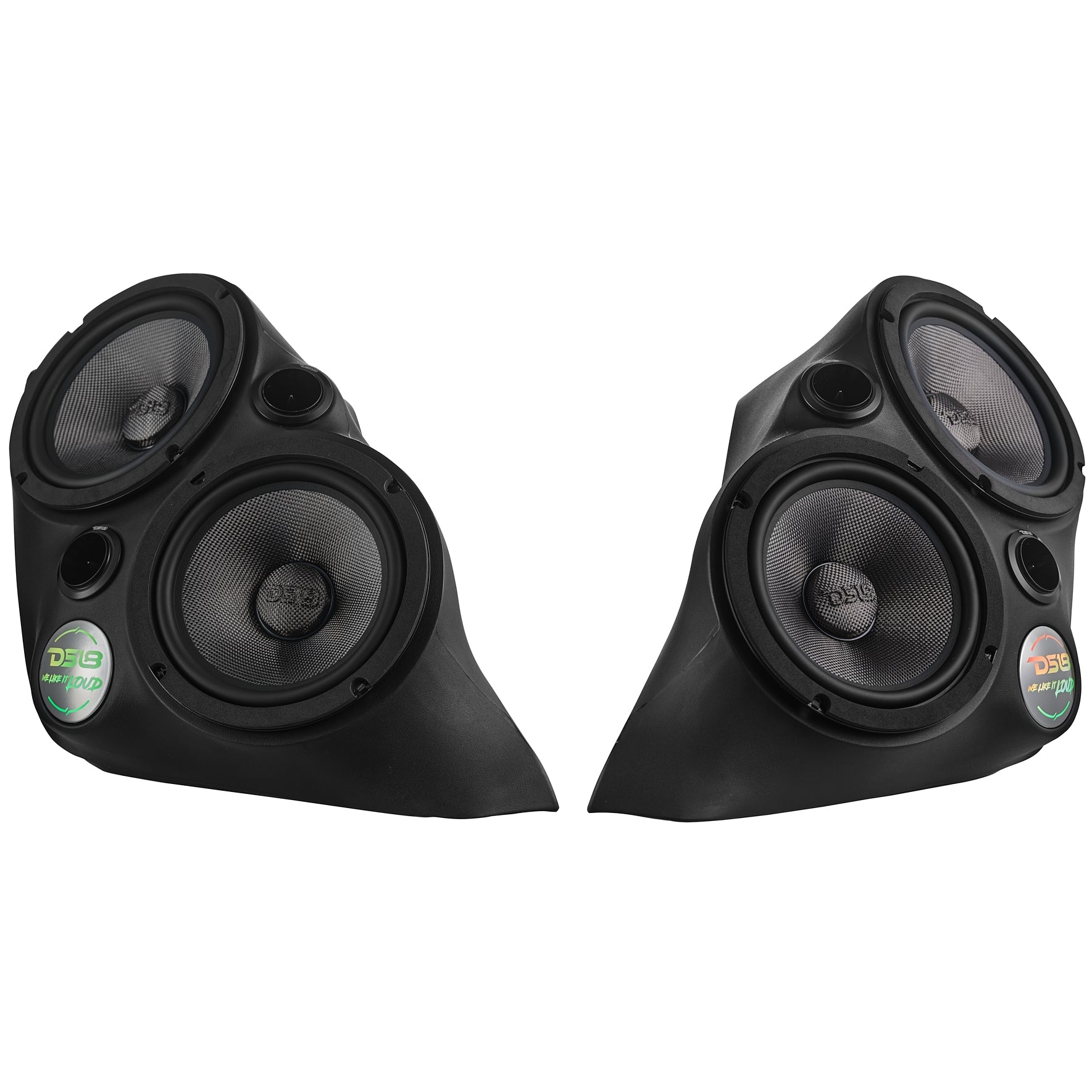 DS18 Polaris Slingshot Front Fender Dual 8" Speaker Pods With Digital LED Lighting