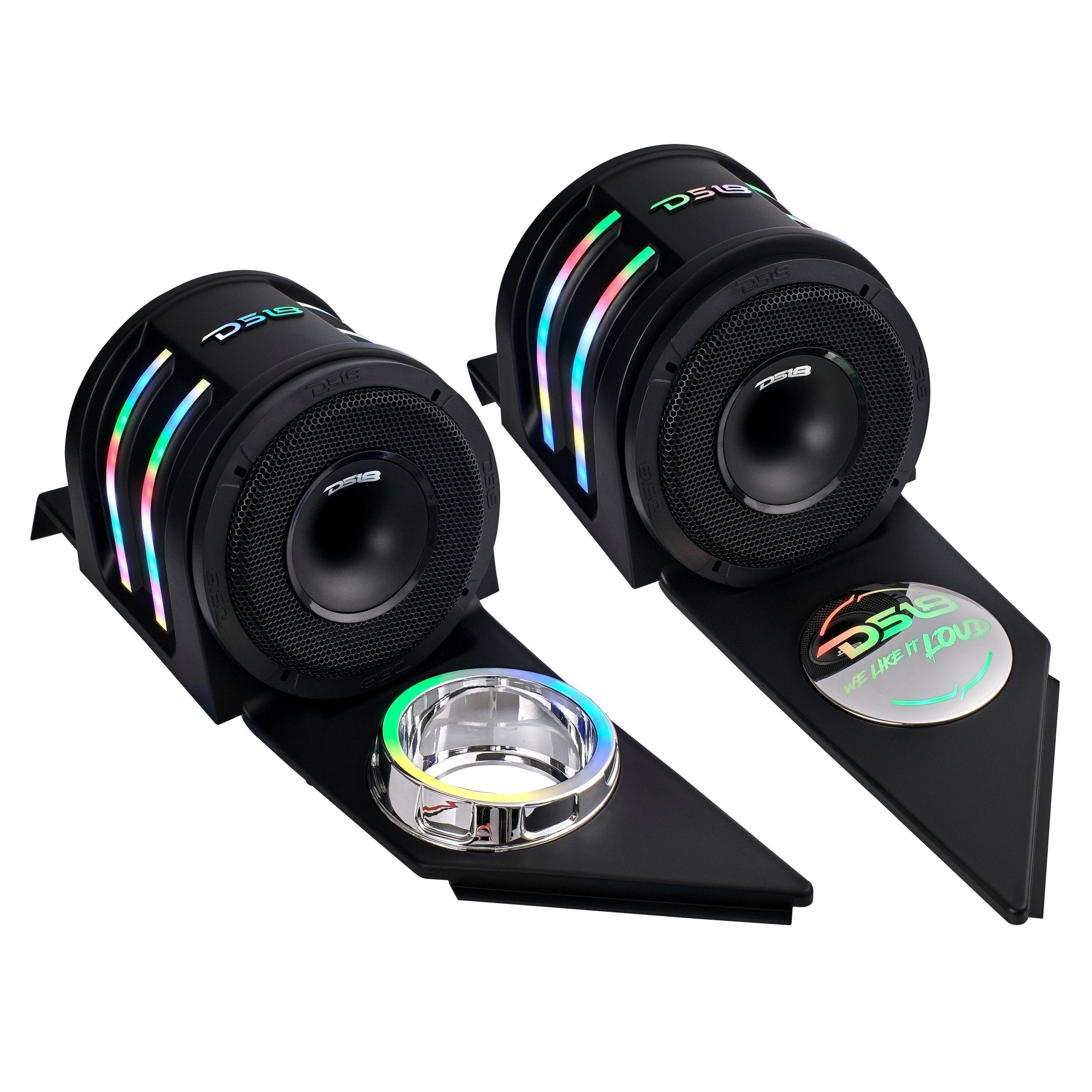 DS18 Polaris Slingshot Headrest Empty Enclosure With Digital LED Lights fits 4 x 6.5" Speakers | 2015 - Current