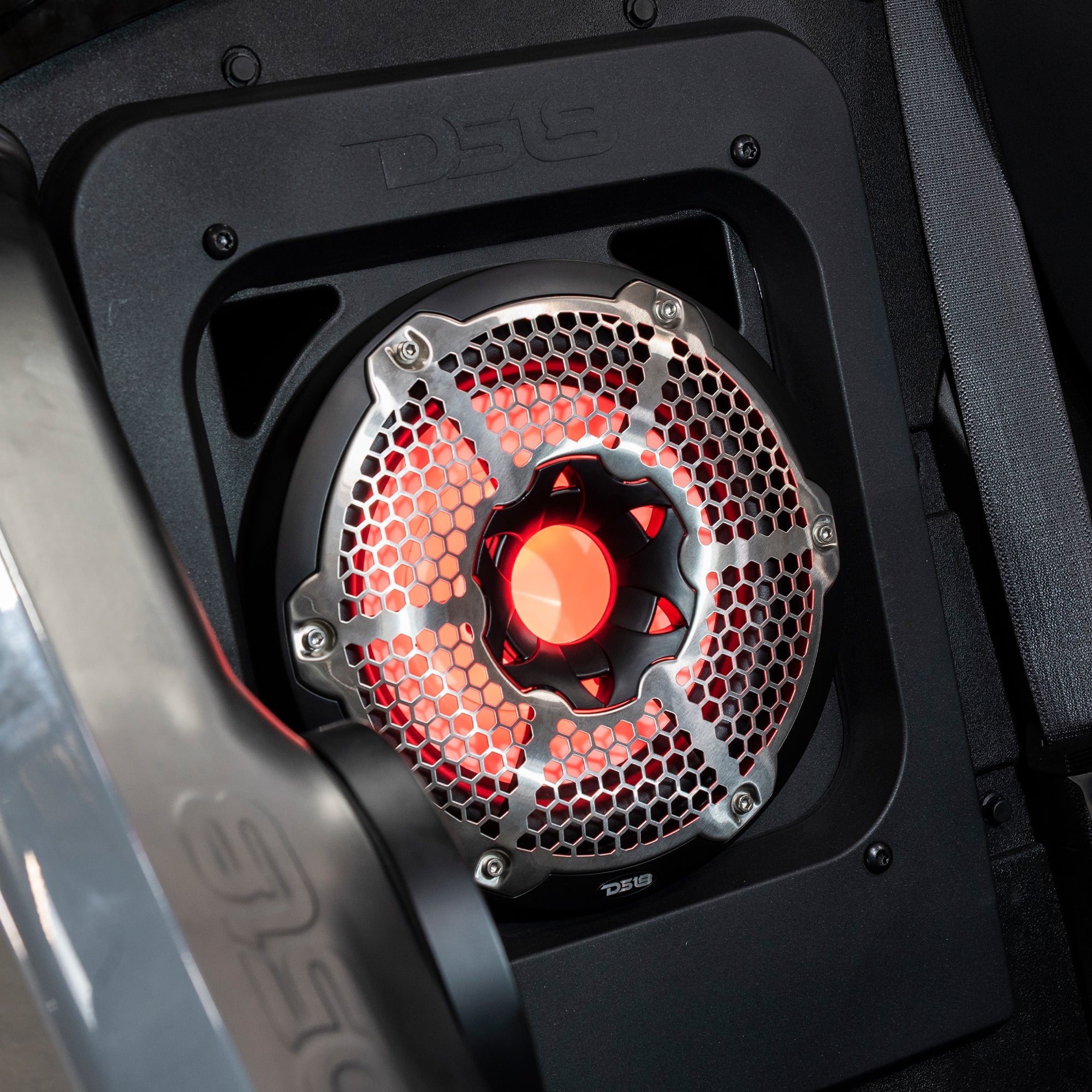 DS18 Polaris Slingshot Rear Subwoofer Enclosure Loaded | NXL-10SUB/BK and RGB LED Lights | Fits Either Passenger or Driver Side | 2015 - Current