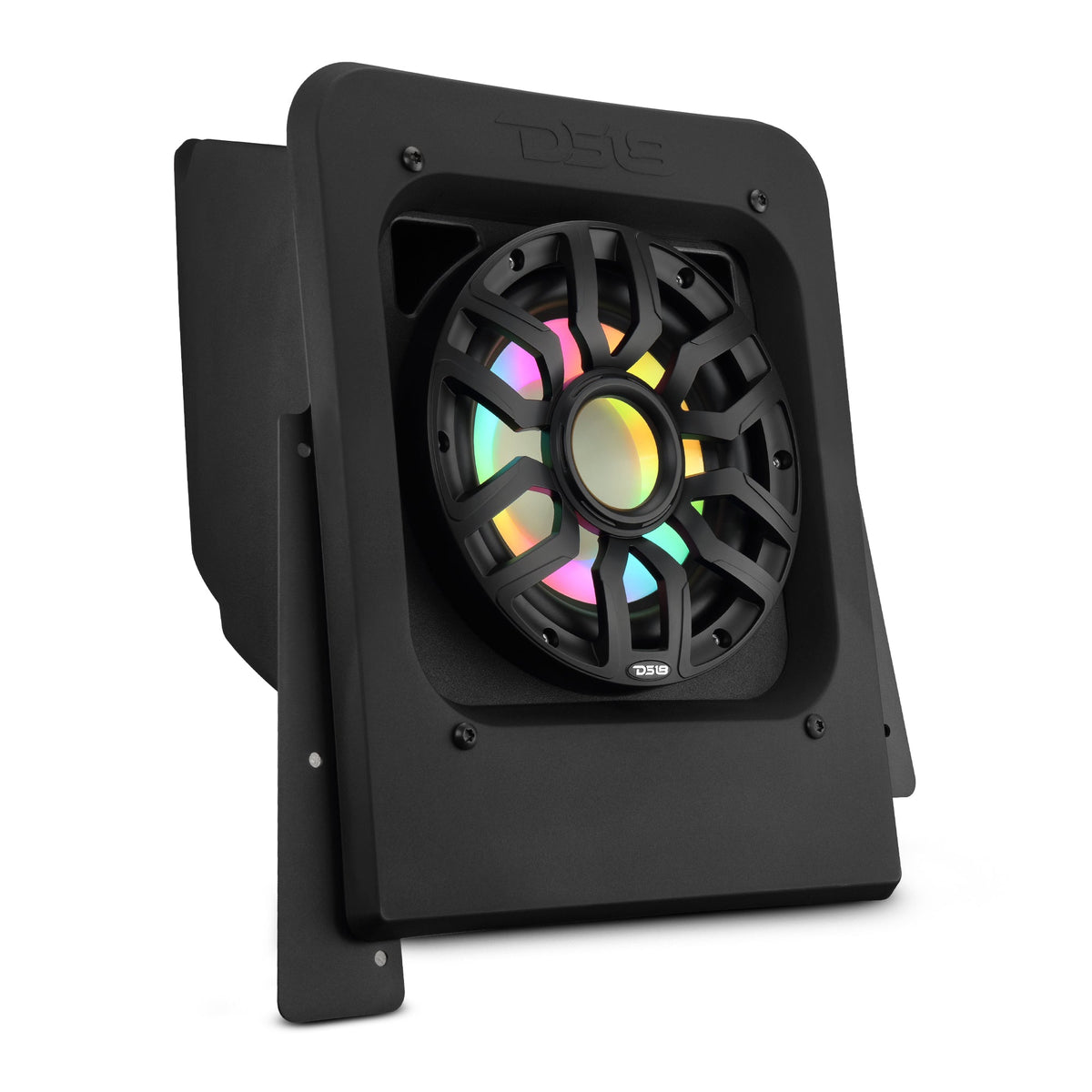 DS18 SLG-RSUB10LDV2 Polaris Slingshot Rear Subwoofer Enclosure Loaded with NXL-IQSUB10/BK and Digital LED Ligh