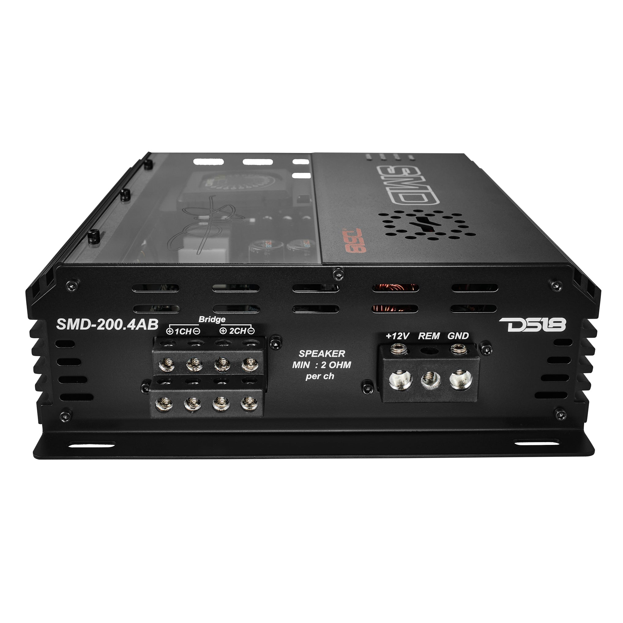 DS18 SMD 4-Channel Class AB Amplifier with VM-1 Voltmeter and Digital LED Lights 4 x 200W at 2-ohm - Steve Meade Designs
