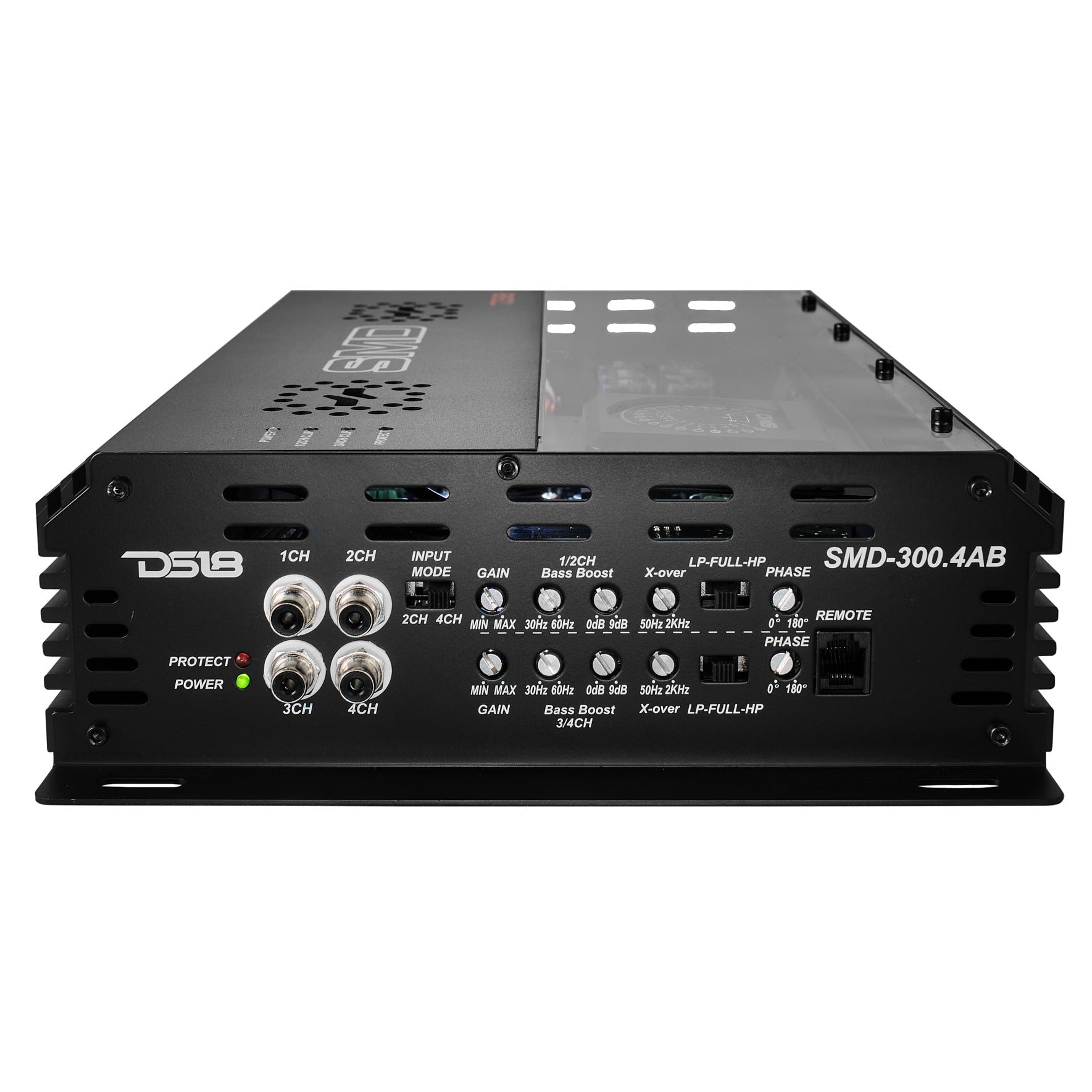 DS18 SMD 4-Channel Class AB Amplifier with VM-1 Voltmeter and Digital LED Lights 4 x 300W at 2-Ohm - Steve Meade Designs