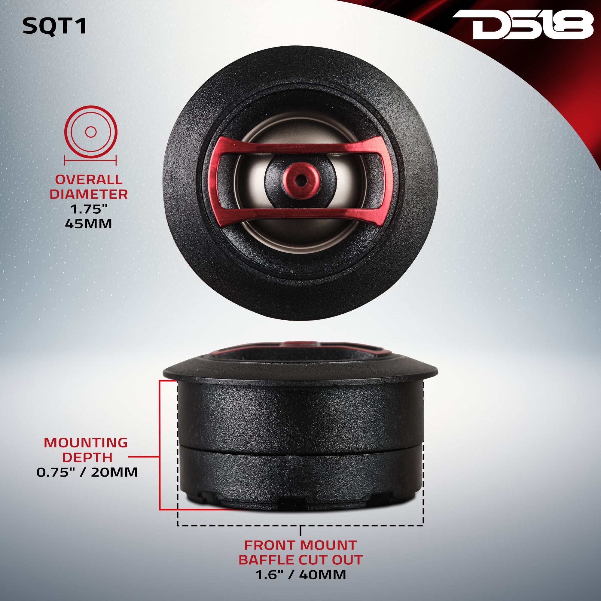 DS18 1.3" Multi-Mount PEI Mini Dome Tweeter with 0.8" Voice Coil
