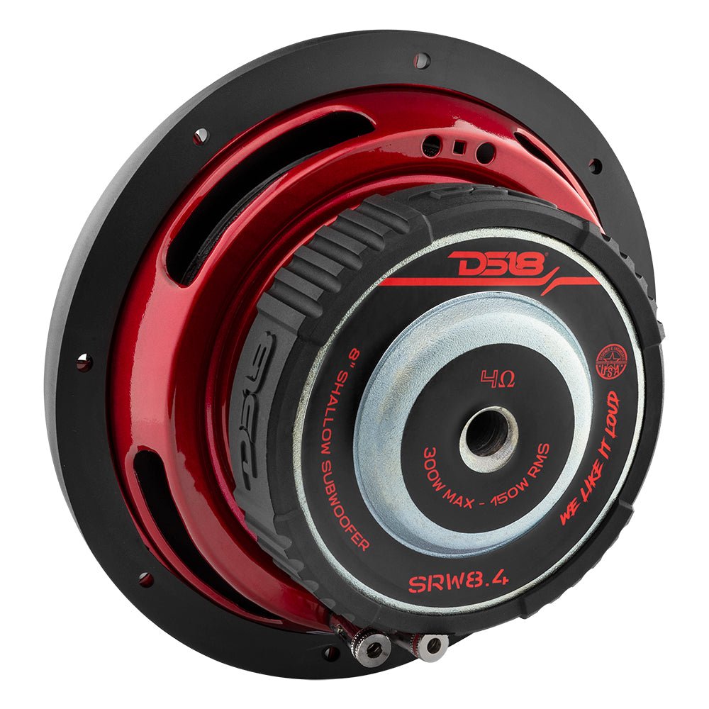 DS18 SRW Shallow-Mount 8" Subwoofer 150 Watts Rms SVC 4-Ohm