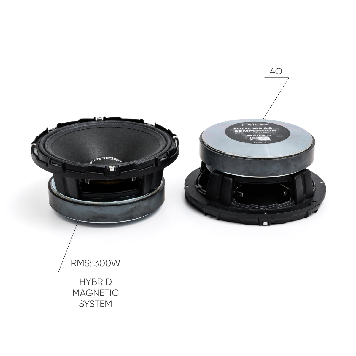 Pride Audio Solo 300 6.5 Competition Pro Audio Midrange Speakers 300W RMS (Pair) — view 2