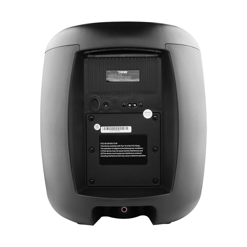 DS18 TLV 6.5" Amplified With Battery Self Powered Party Speaker With RGB LED Lights Bluetooth and TWS 200 Watts