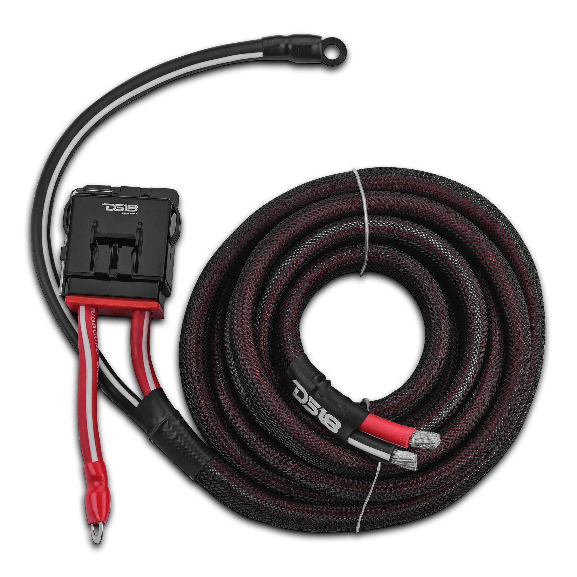 DS18 UTV-KIT4-4DR UTV 4-Gauge Power Harness Kit – 12ft Power & Ground Cables with Water-Resistant Fuse Holder