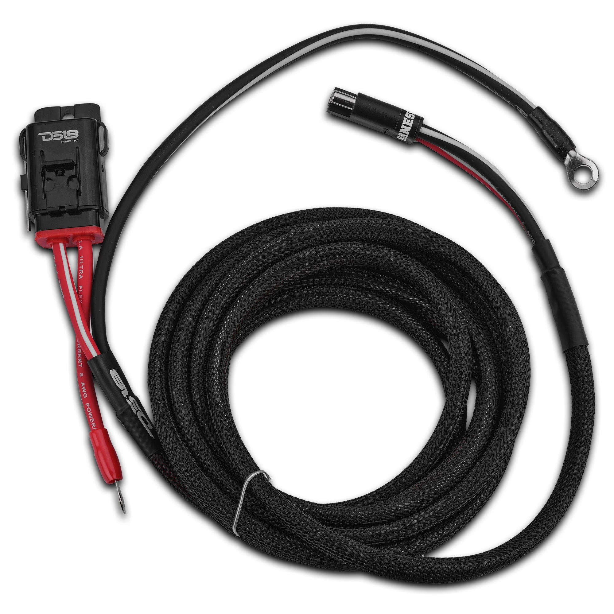 DS18 UTV-KIT8-4DR UTV 8-Gauge Power Harness Kit – 12ft Power & Ground Cables with Water-Resistant Fuse Holder