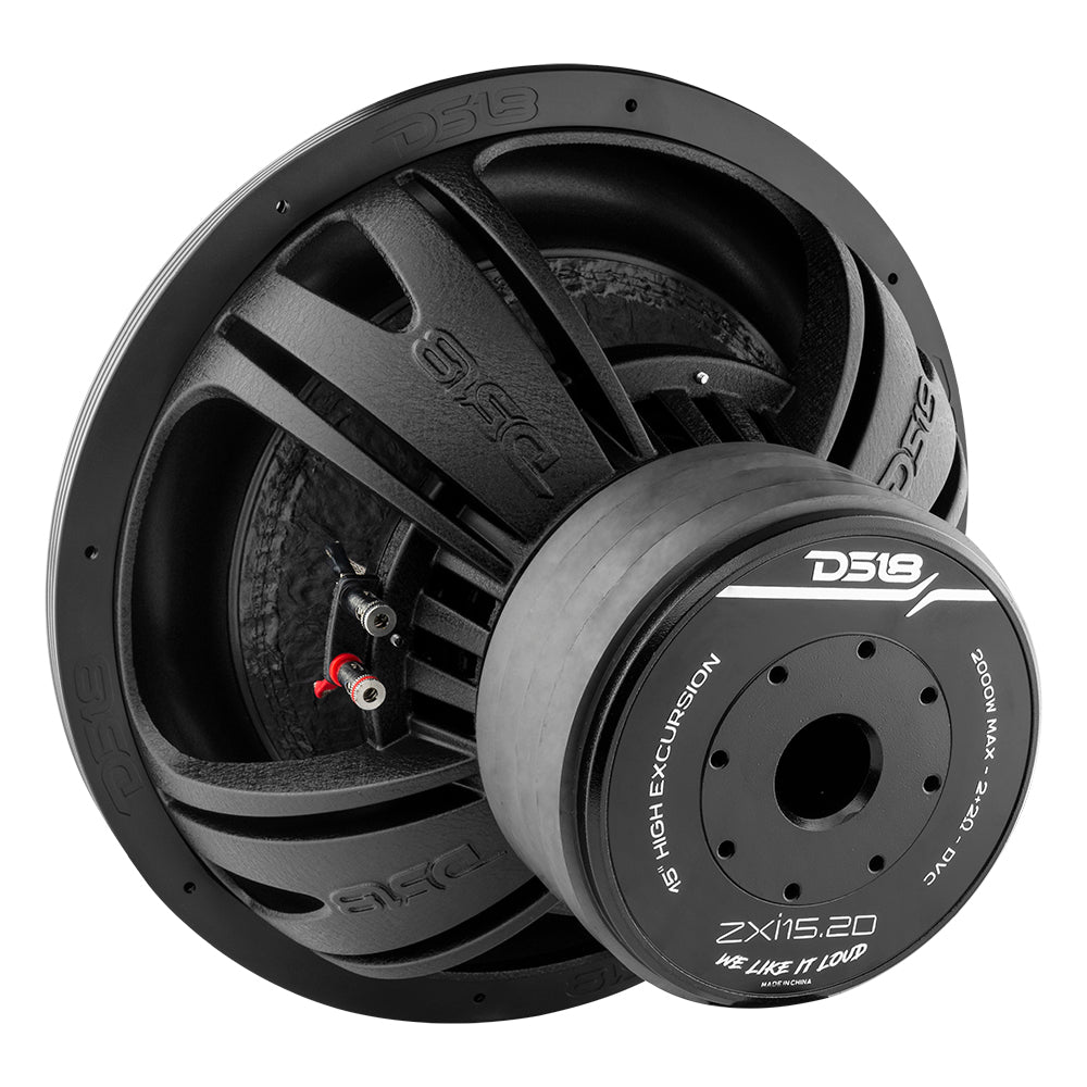 DS18 ZXI 15" High Excursion Subwoofer Quad Stacked Magnets | 1000W RMS DVC 2-Ohm