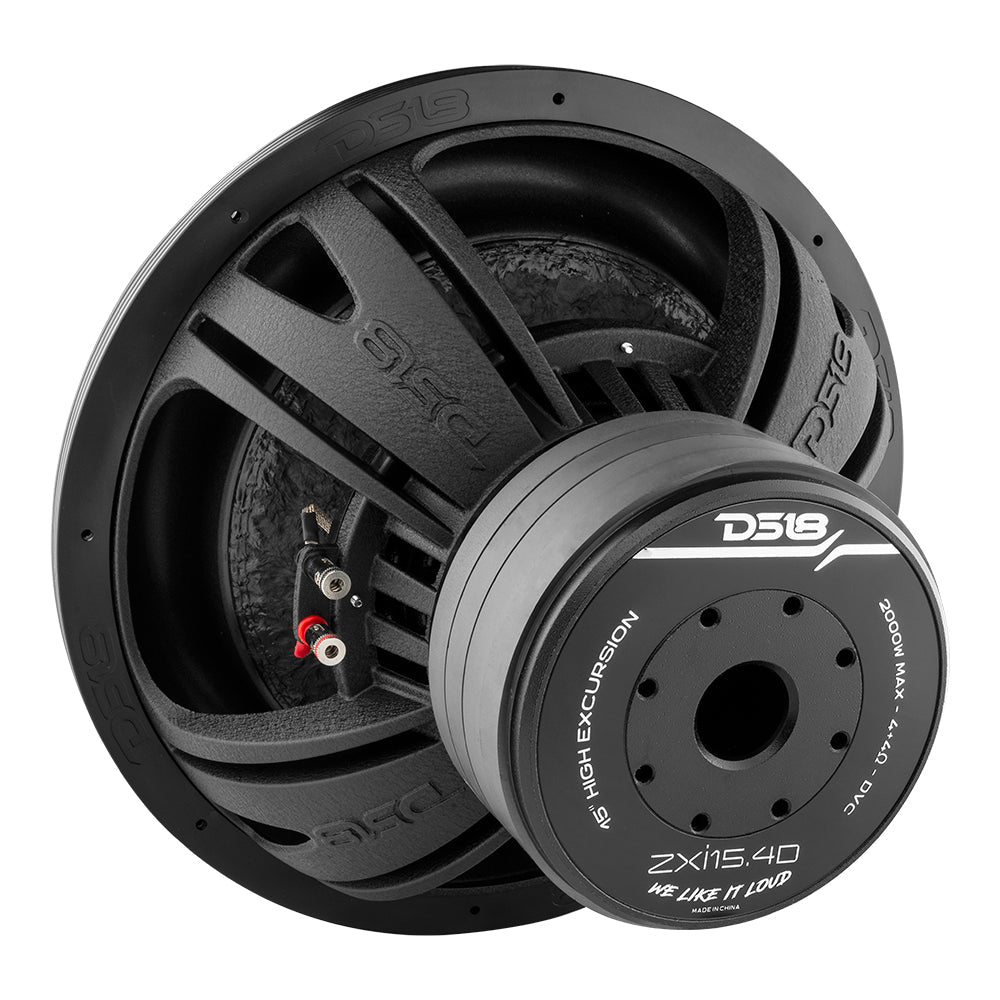 DS18 ZXI 15" High Excursion Subwoofer Quad Stacked Magnets | 1000W RMS DVC 4-Ohm