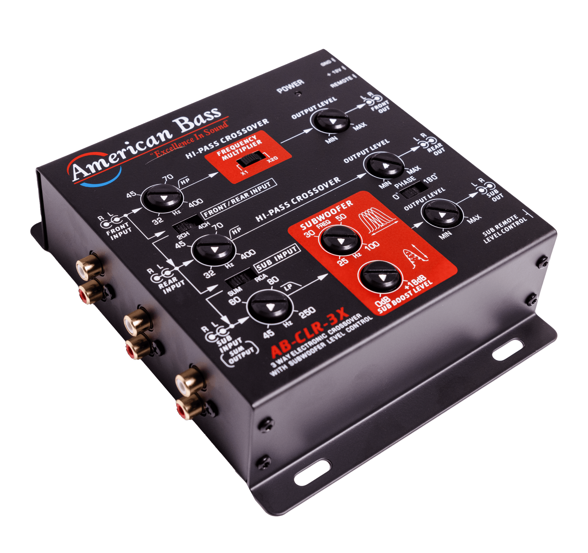 American Bass AB-CLR-3X 3-Way Active Electronic Crossover with Subwoofer Level Control