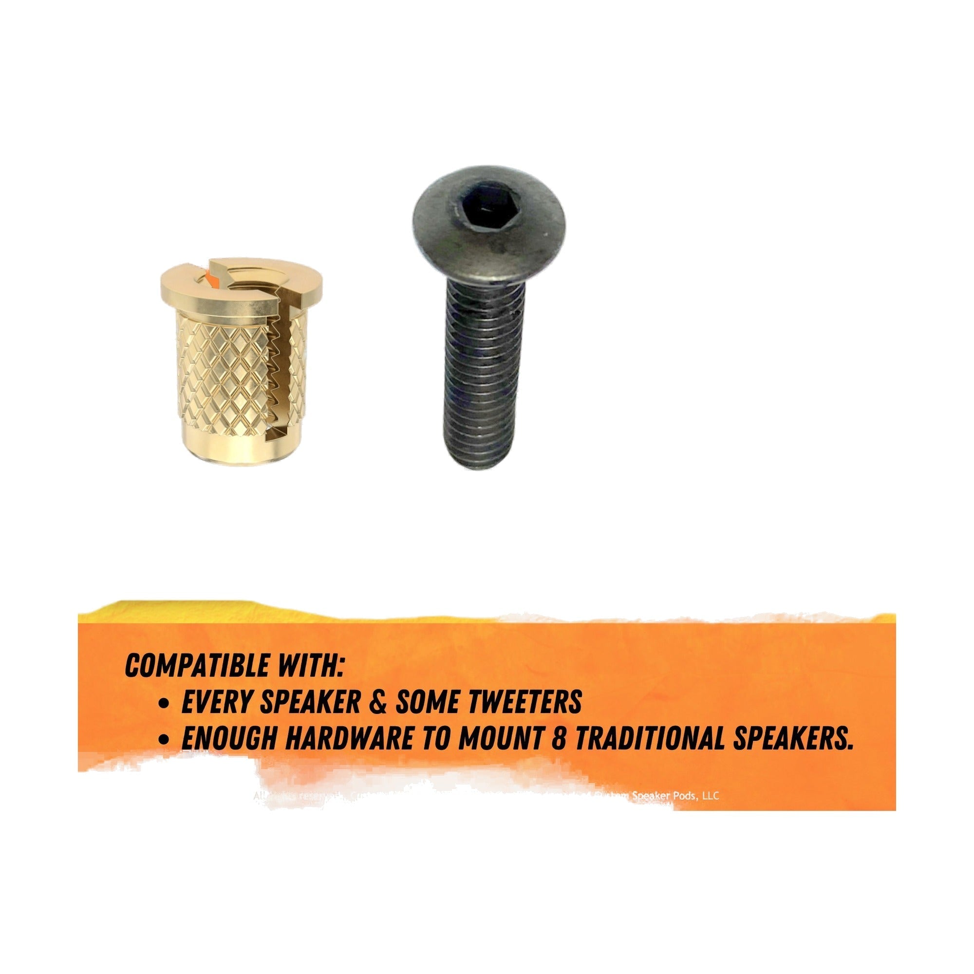 Custom Speaker Pods HP-83-75-IS-XB-BS-25 Easy Speaker Installation - Threaded Brass Inserts with