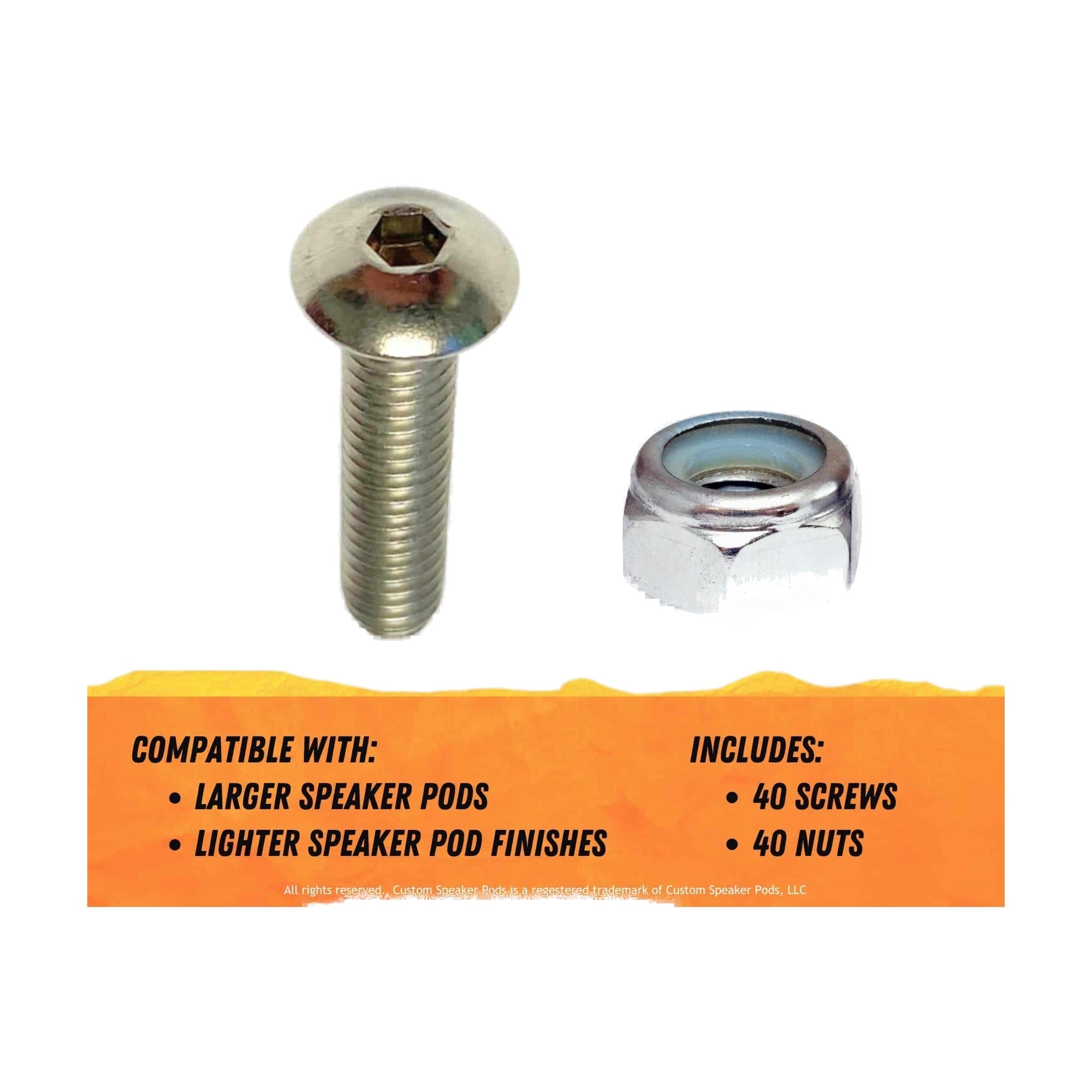 Custom Speaker Pods HP-83-75-MS-XB-SS-40 Bag 'O Nuts and Stainless Steel Hex Button Head Machine
