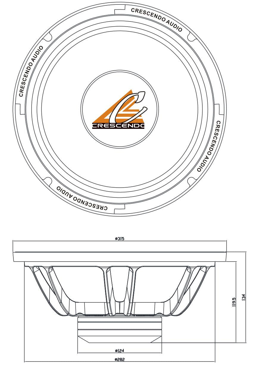 Crescendo Audio UN-12V3 12" Loudspeaker 8 OHM 600W RMS