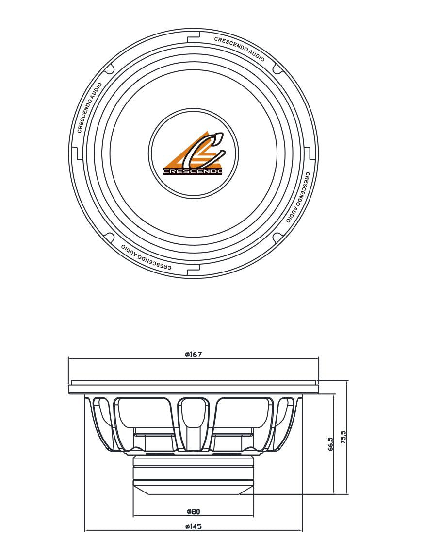 Crescendo Audio UN-65V3 6.5" Loudspeaker 4 OHM 200W RMS