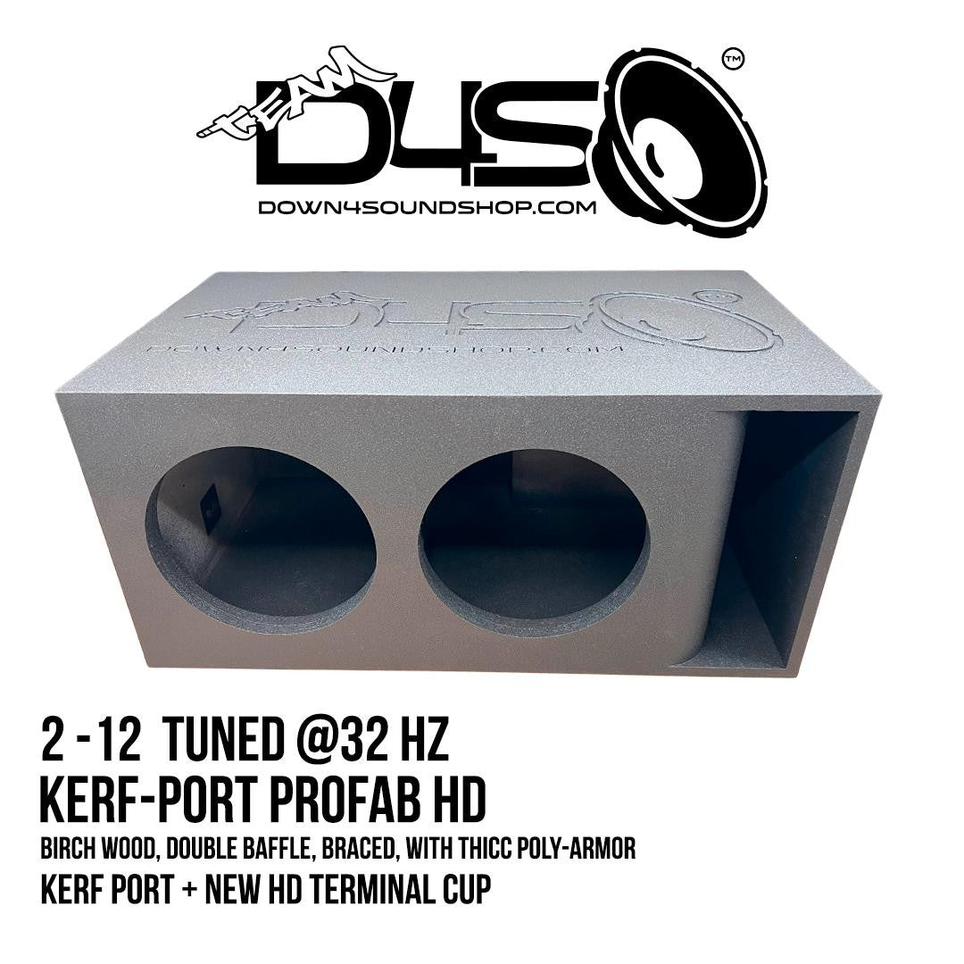 Down4Sound PRO-FAB V2 2 12 2 12 SUB Box Dual 12-INCH Kerf Port Subwoofer Enclosure Box