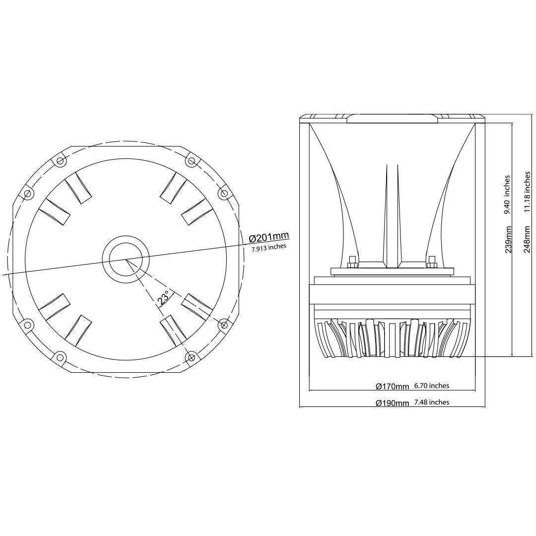 Down4Sound D4S- Super Horn 75 Ferrite - 150W RMS 4 OHM Speaker