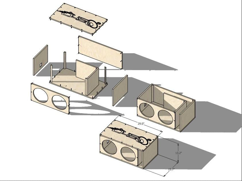 Down4Sound PRO-FAB Birch Dual Flat Pack 10 2 10 SUB Box DIY 10-INCH Ported Subwoofer Enclosure Box