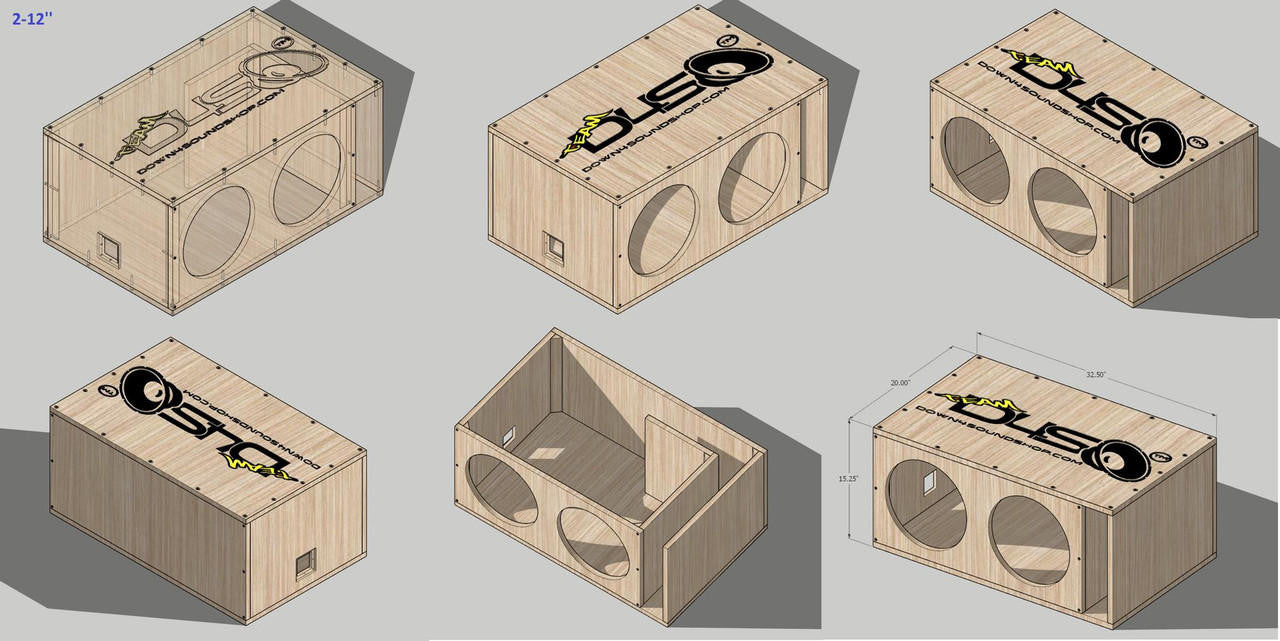 Down4Sound PRO-FAB Birch Flat Pack 2 12 2 12 SUB Box DIY Dual 12-INCH Ported Subwoofer Enclosure Box