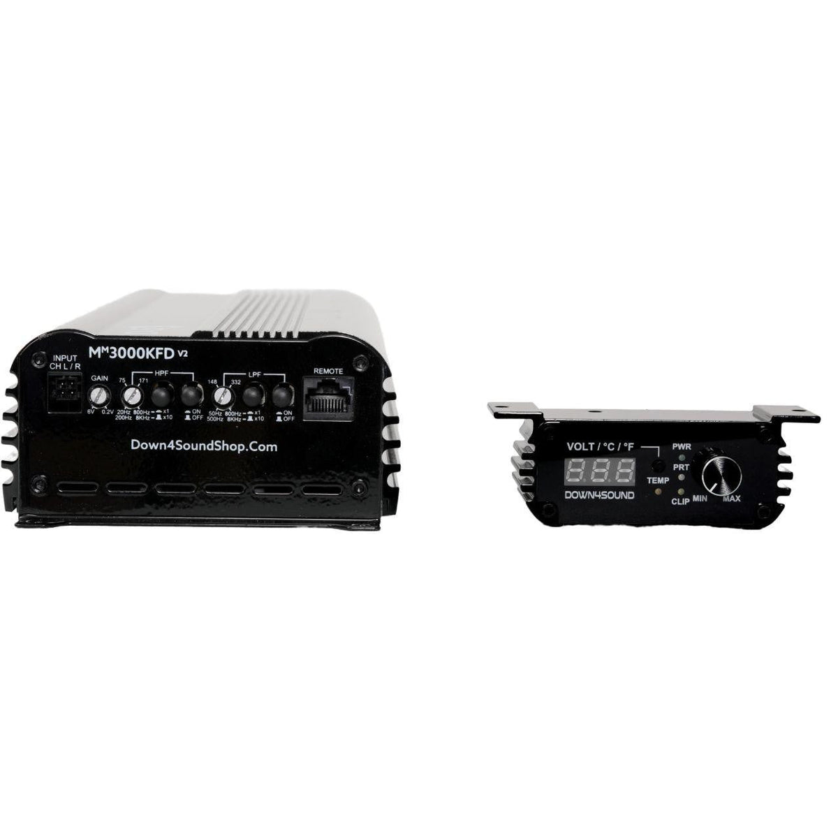 Down4Sound MM3000KFD V2 Mini Maxx Monoblock Amplifier 3000W RMS - Black Gloss, angle 4
