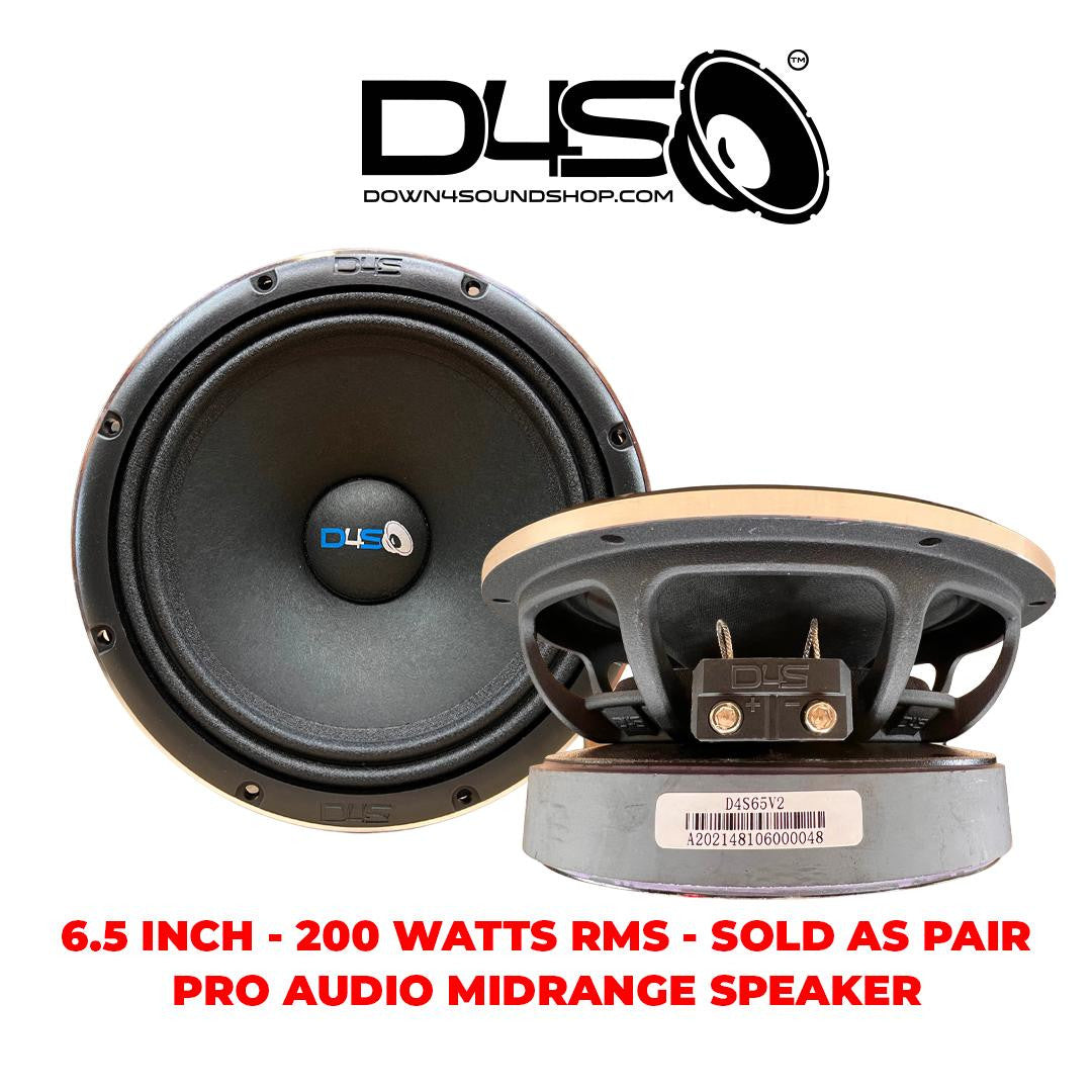 Down4Sound Pro Audio 6.5" D4S-65 V2 Midrange 200W RMS 4 OHM (pair) Speaker