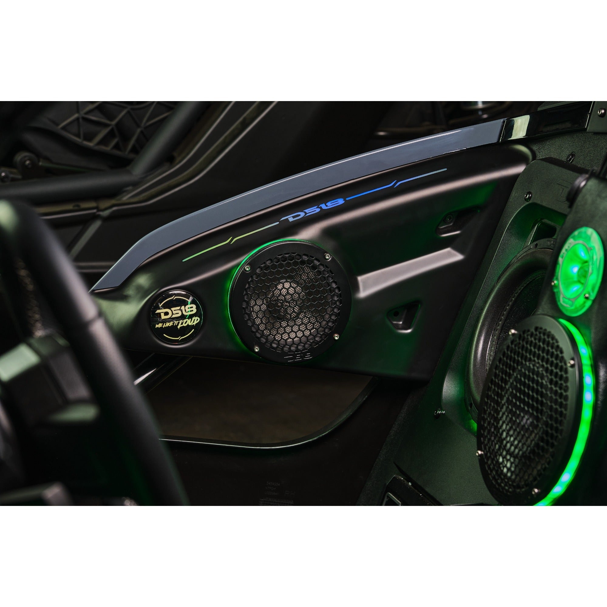 DS18 Polaris Slingshot Arm Rest Empty Enclosure With Digital Led Lights fits 2 x 6.5" Speakers | 2015 - Current