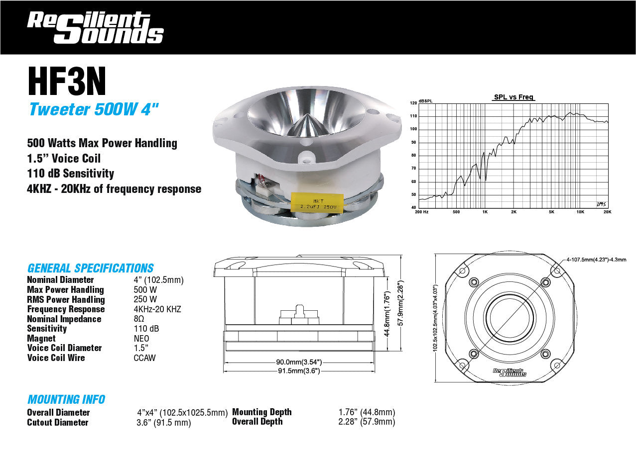 Resilient Sounds HF3N NEO Super 4" Compression Driver 500W Max / 250W RMS — image 8