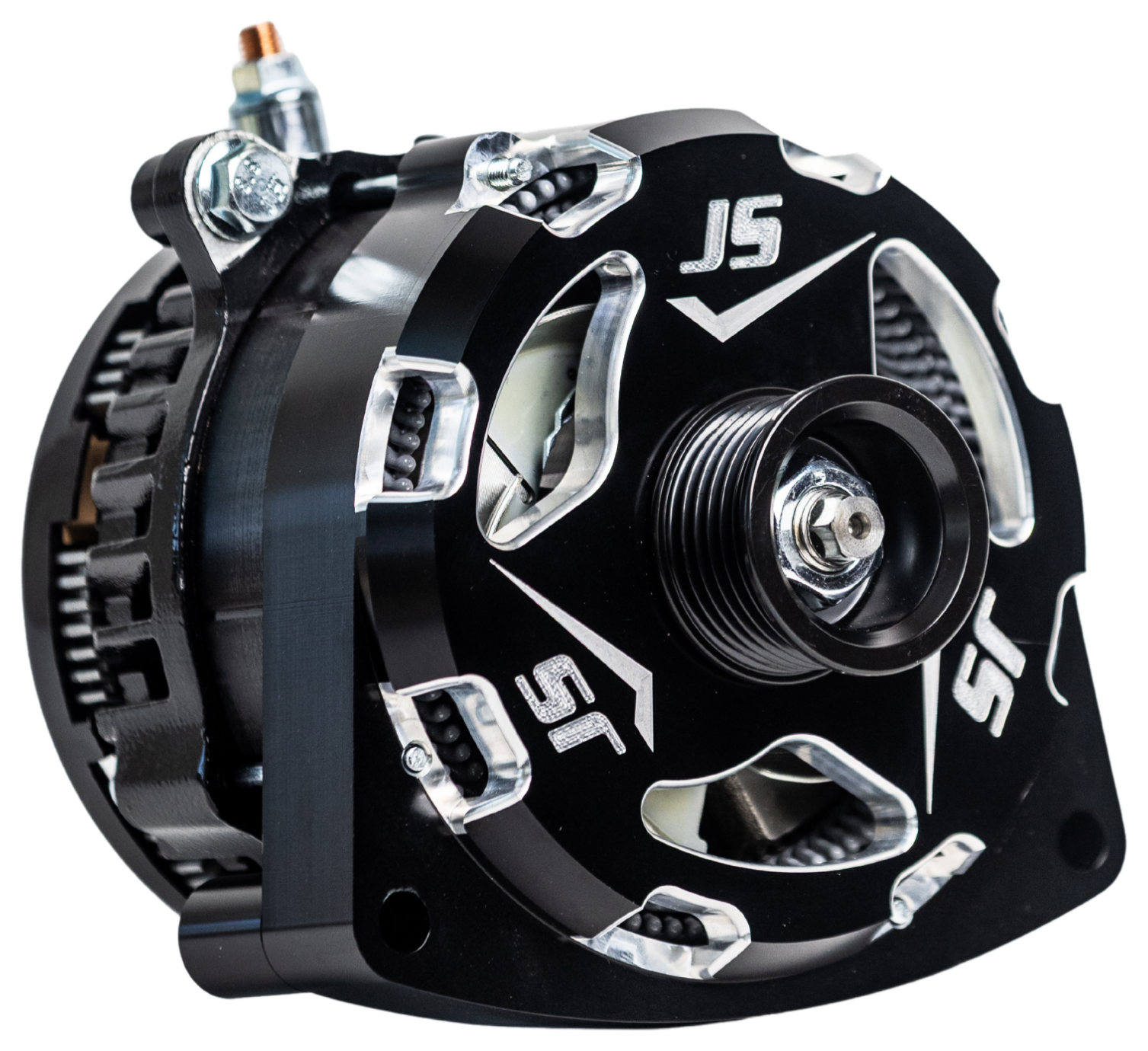 JS Alternators GM billet high output alternator black