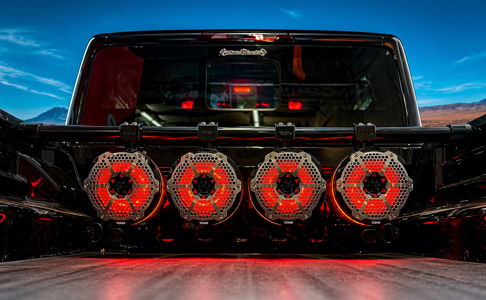 DS18 Jeep Gladiator JT Bed-Mounted Speaker Tower Bar | Adjustable Width | 2” Tube | Multi-Speaker Setup (Up to 8)