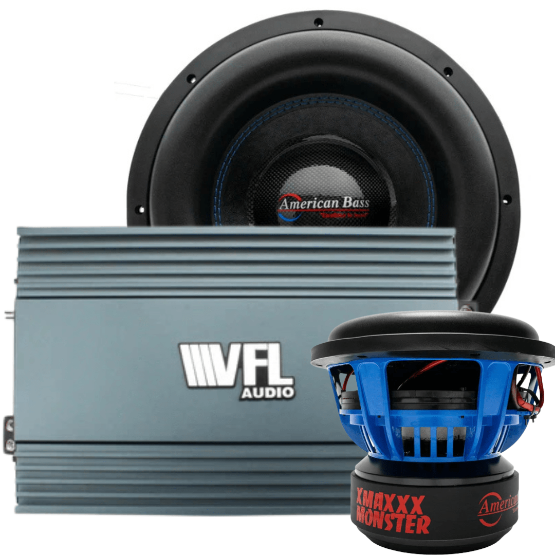 American Bass Monster Bass Bundle — 2x XMAXXX Monster 12" Subwoofer + VFL REBEL-8000.1 Amplifier