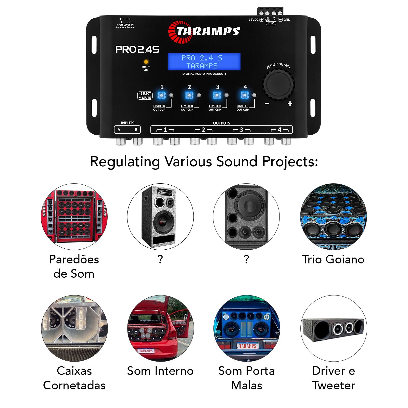 Taramps HD 3000 1 OHM + PRO 2.4S Car Amplifier & Processor COMBO - 16
