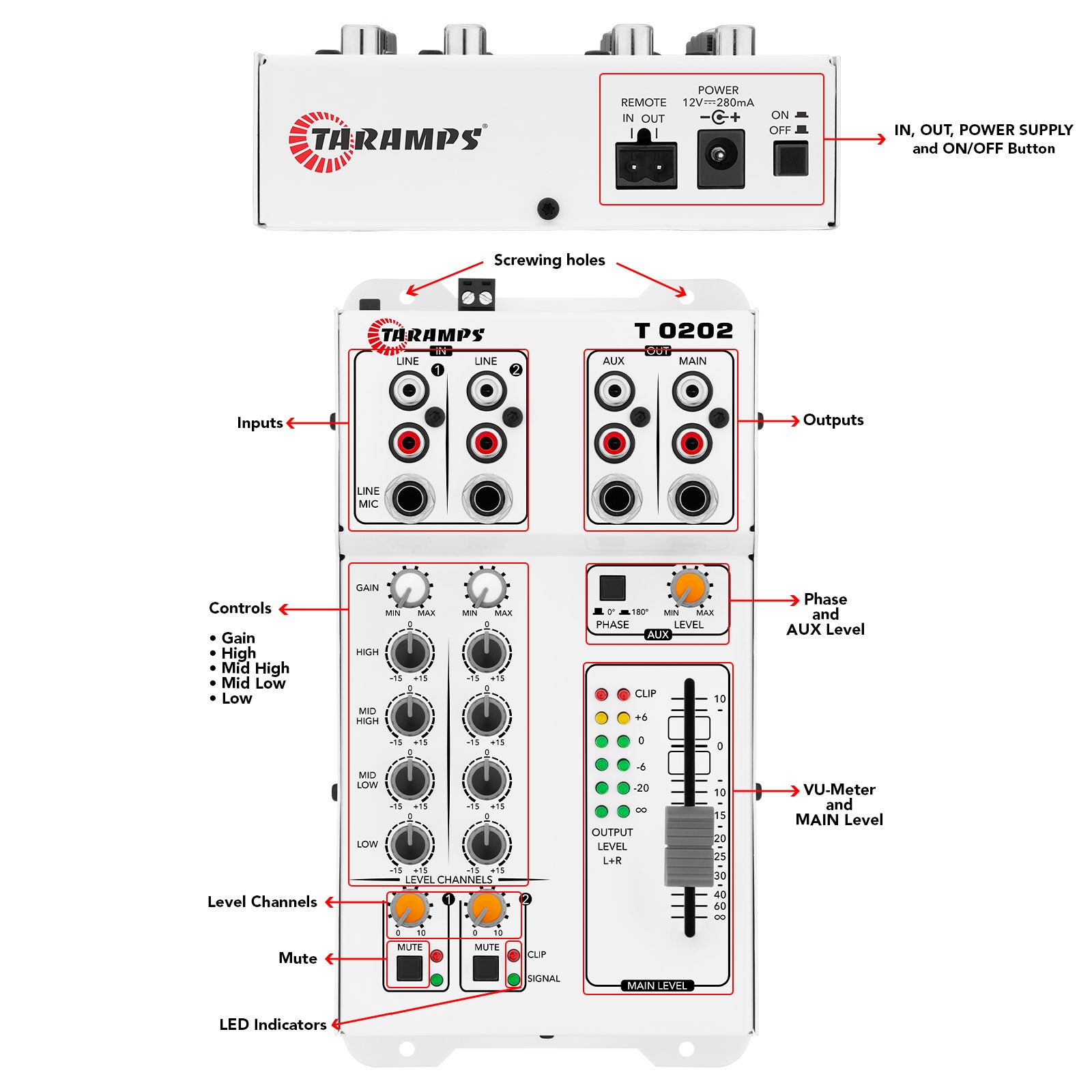 Taramps T 0202 Audio Mixer - 7