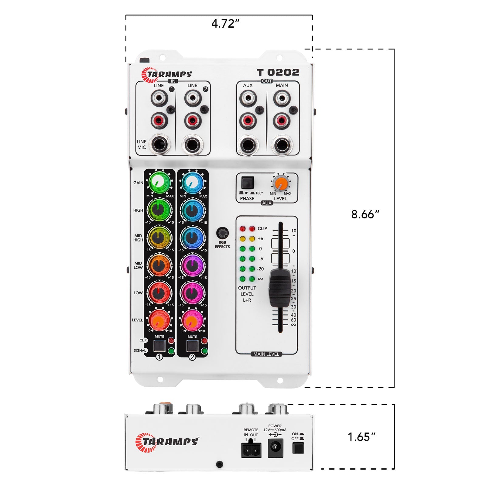 Taramps T 0202 MULTICOLOR Audio Mixer - 7