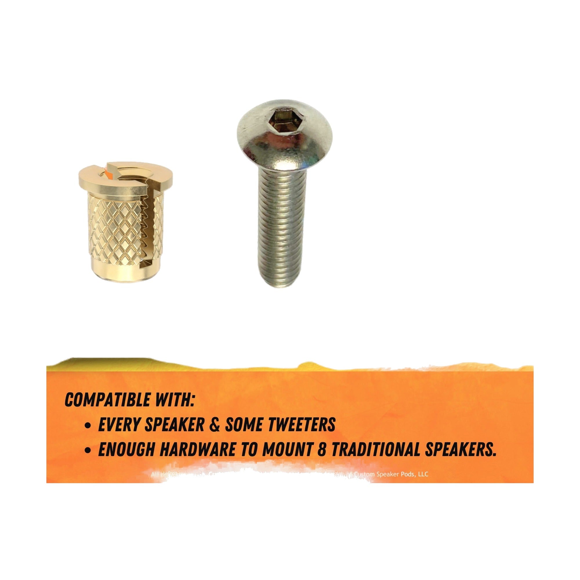 Custom Speaker Pods HP-83-75-IS-XB-SS-25 Easy Speaker Installation - Threaded Brass Inserts with