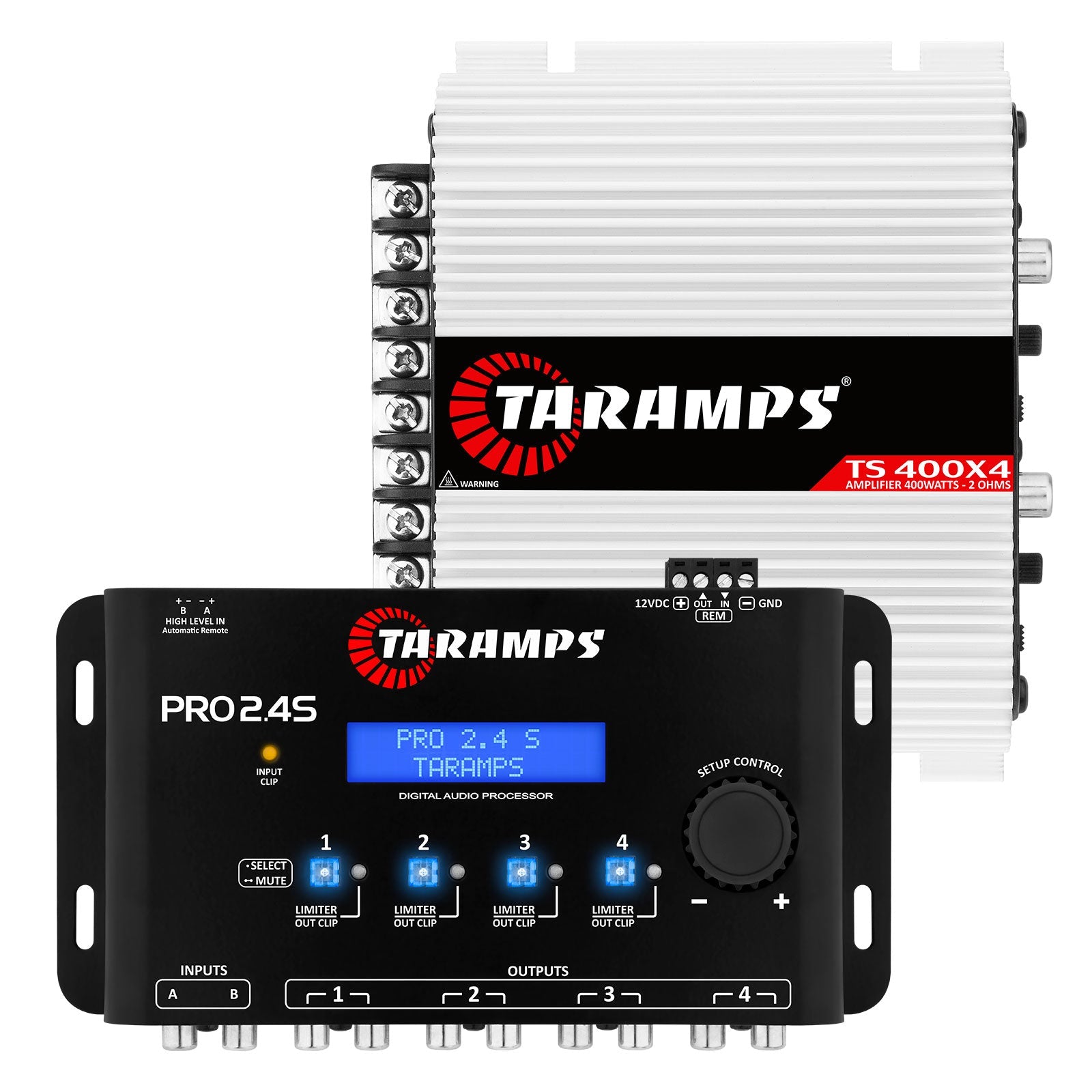 Taramps TS 400x4 2 OHM + PRO 2.4S Car Amplifier & Processor COMBO - 1