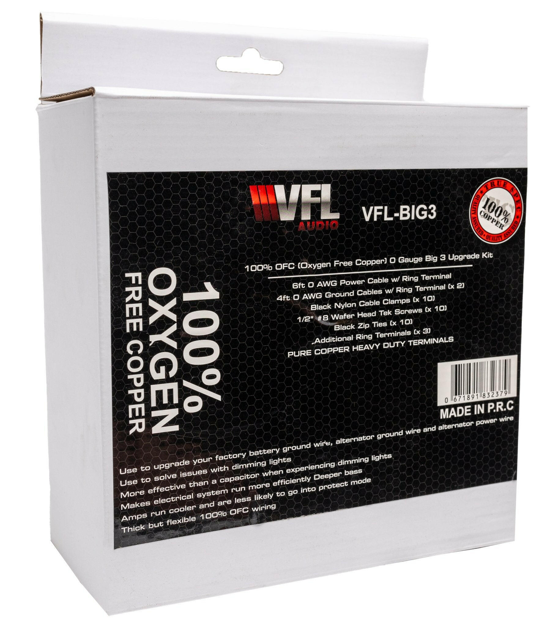 VFL Audio BIG3 100% Oxygen-Free Copper 0 Gauge Amplifier Kit